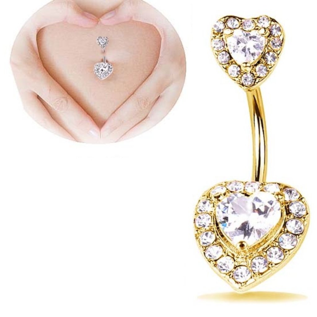 Belly Ring Heart Gold